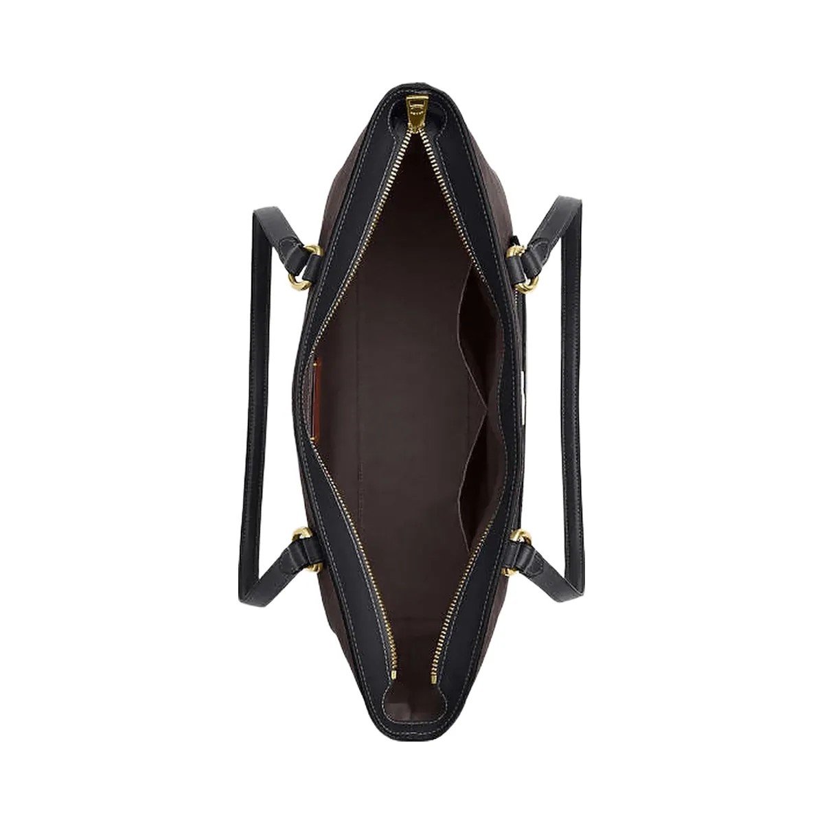 Coach Station Tote Bag In Signature Canvas Signature Canvas-Gold-Walnut-Black - HypeFly India View 4