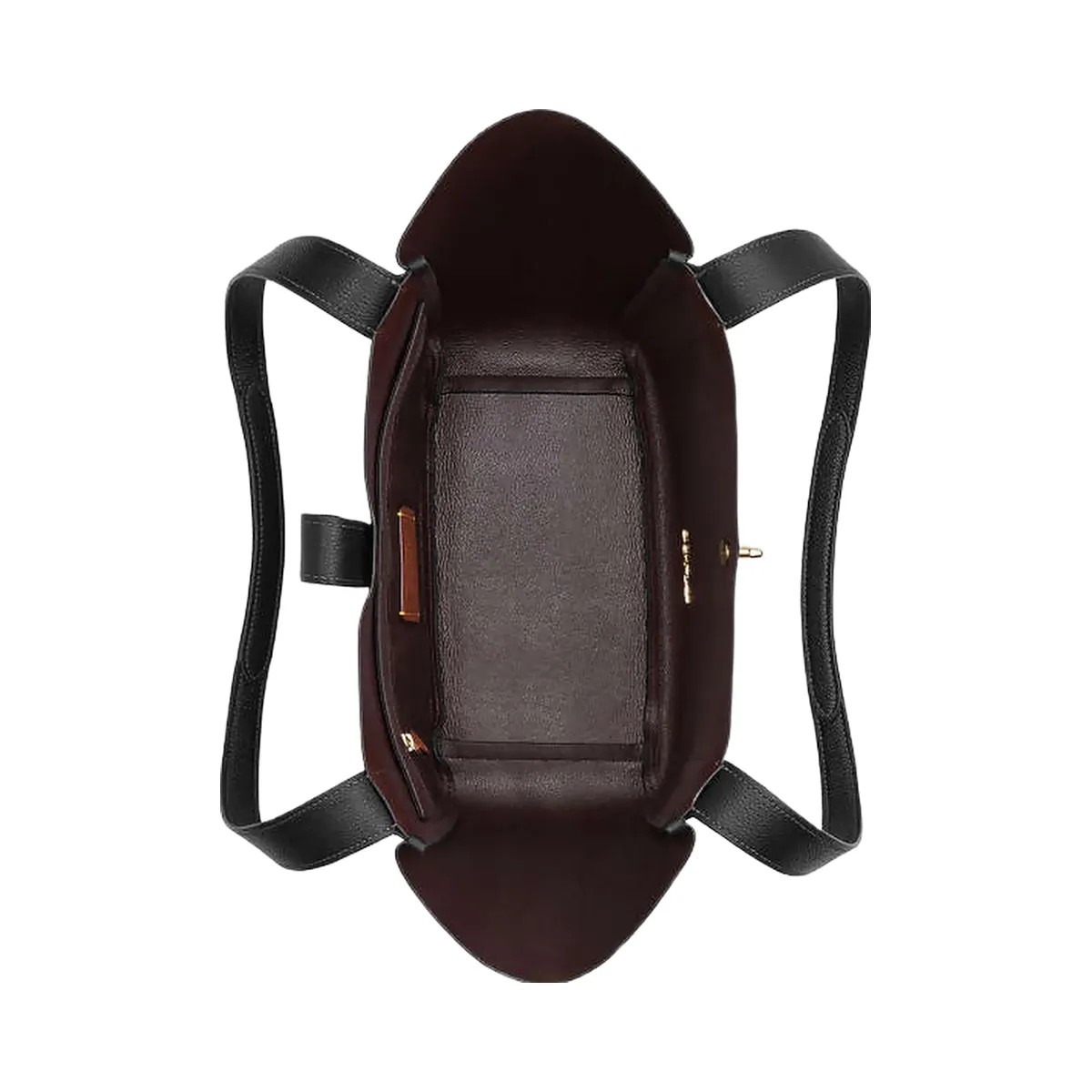 Coach Hadley Turnlock Tote Bag Pebbled Leather-Gold-Black - HypeFly India View 4