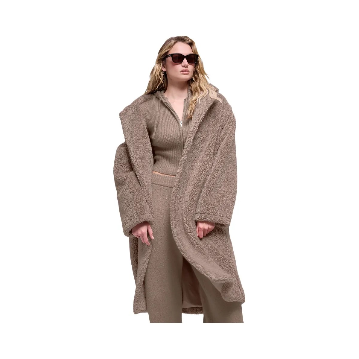 Alo Women's Oversized Sherpa Trench - Chai Latte - HypeFly India View 1