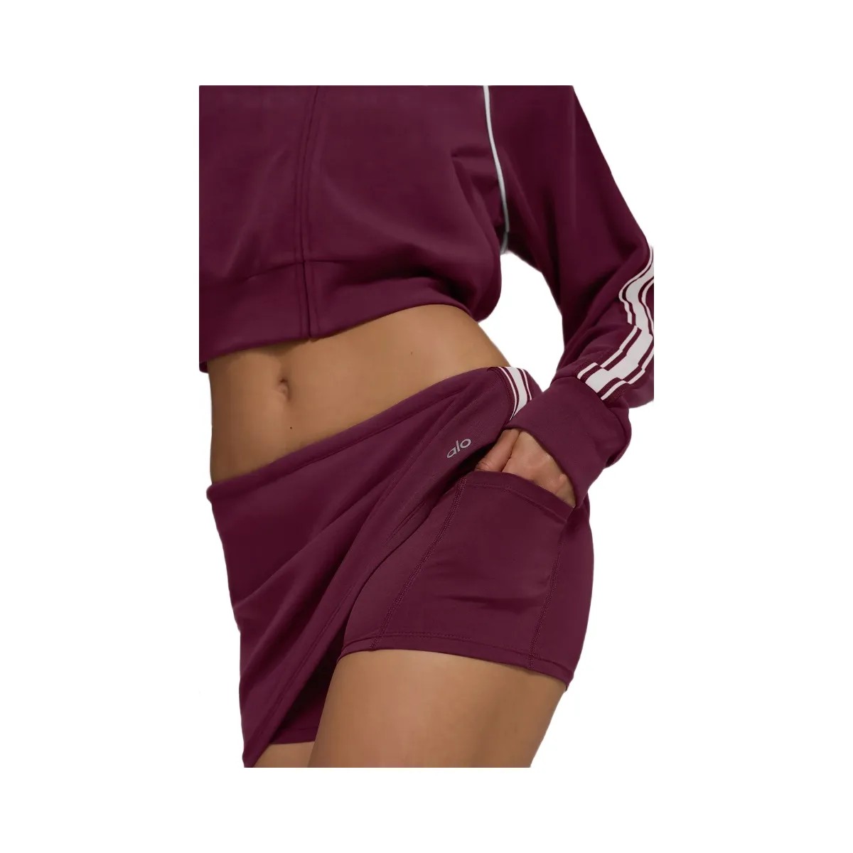 Alo Women's Track Star Mini Skirt - Burgundy - HypeFly India View 4