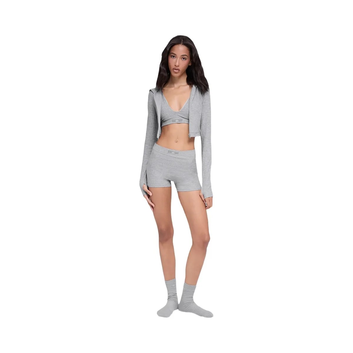 Alo Women's soft Sincere Fitted Jacket - Athletic Heather Grey - HypeFly India View 1
