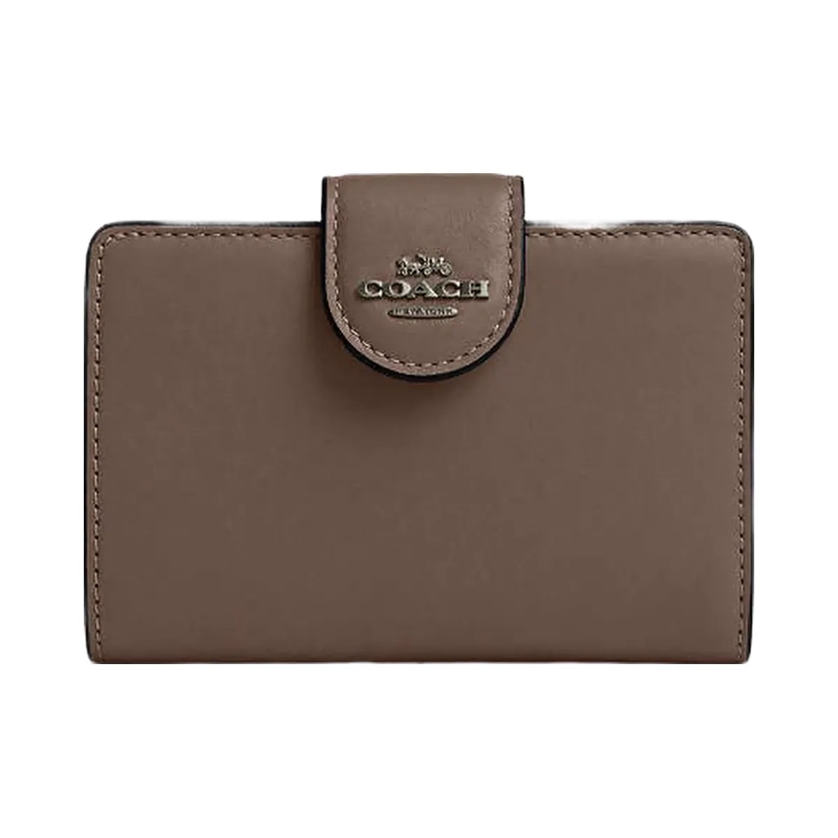 Coach Medium Corner Zip Wallet Calf Leather-Qb-Dark Stone - HypeFly India View 1