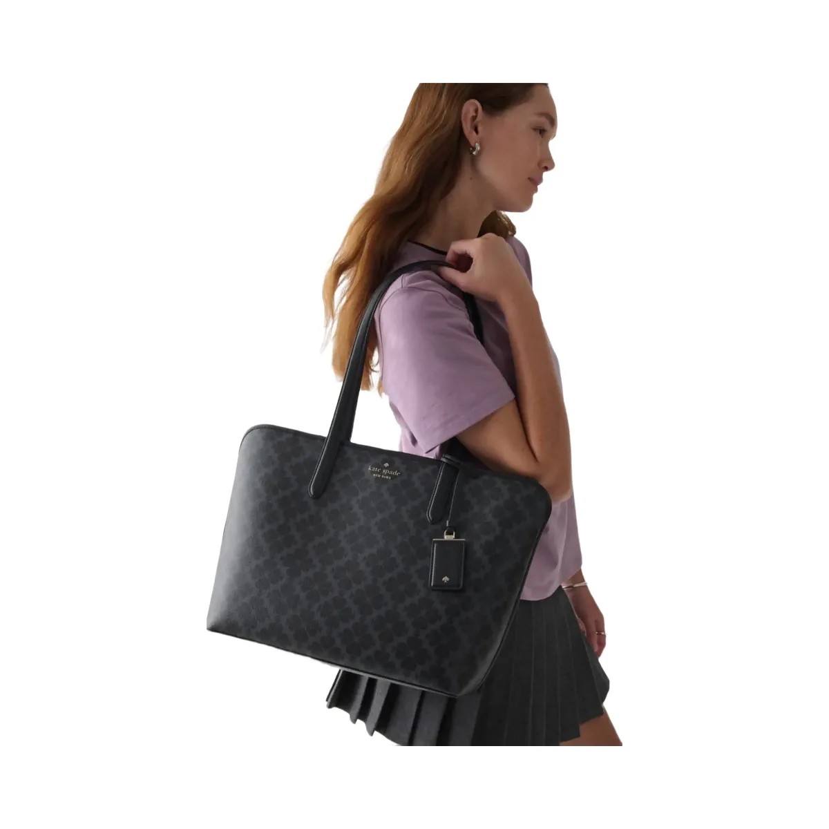 Kate Spade Signature Spade Flower Large Tote Black - HypeFly India View 3