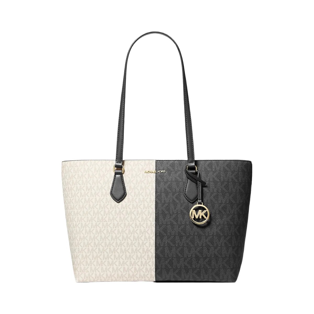 Michael Kors Sheila Large Two-Tone Signature Logo Tote Bag Black Combo - HypeFly India View 1