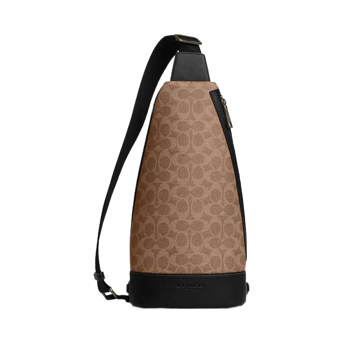 Coach Dominic Sling Pack In Signature Canvas Signature Canvas-Qb-Tan-Black - HypeFly India View 1