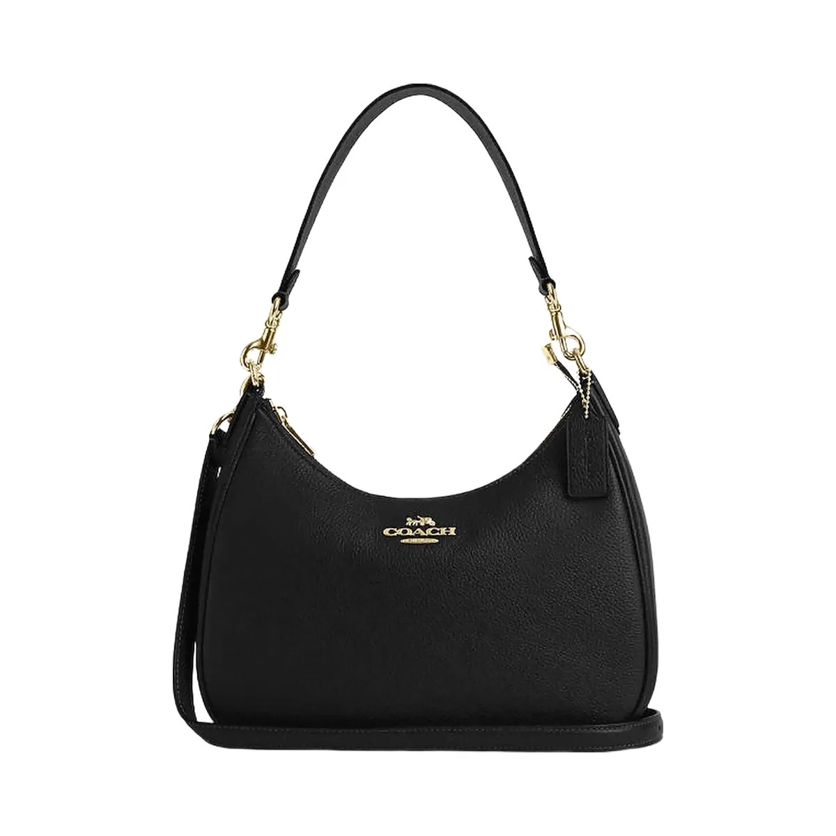 Coach Teri Hobo Bag Pebbled Leather-Gold-Black - HypeFly India View 1