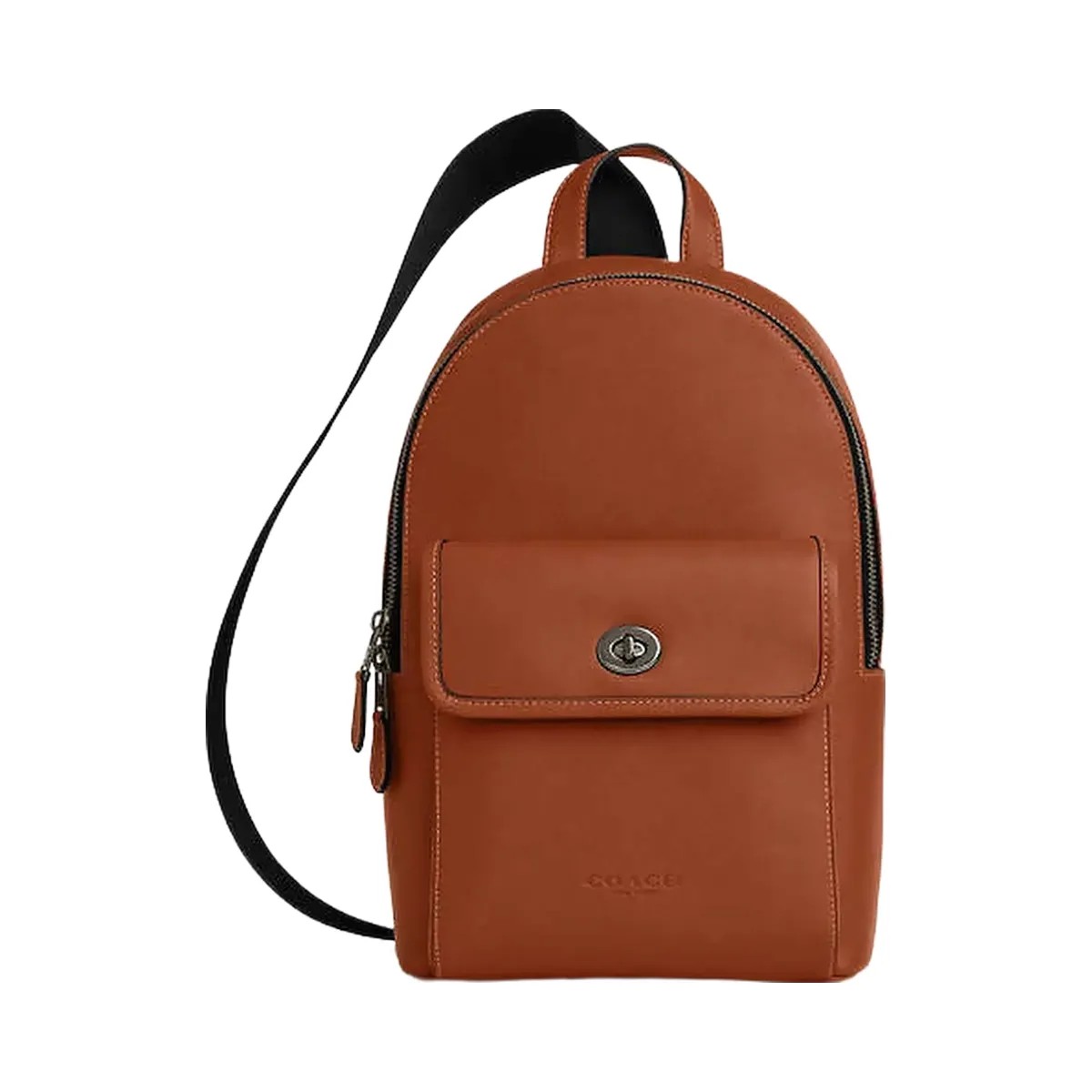 Coach Turnlock Sling Pack Smooth Leather-Gunmetal-Tan - HypeFly India View 1
