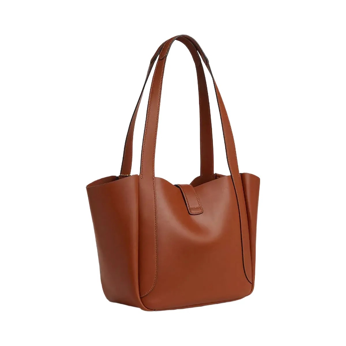 Coach Hadley Turnlock Tote Smooth Leather-Gold-Tan - HypeFly India View 3