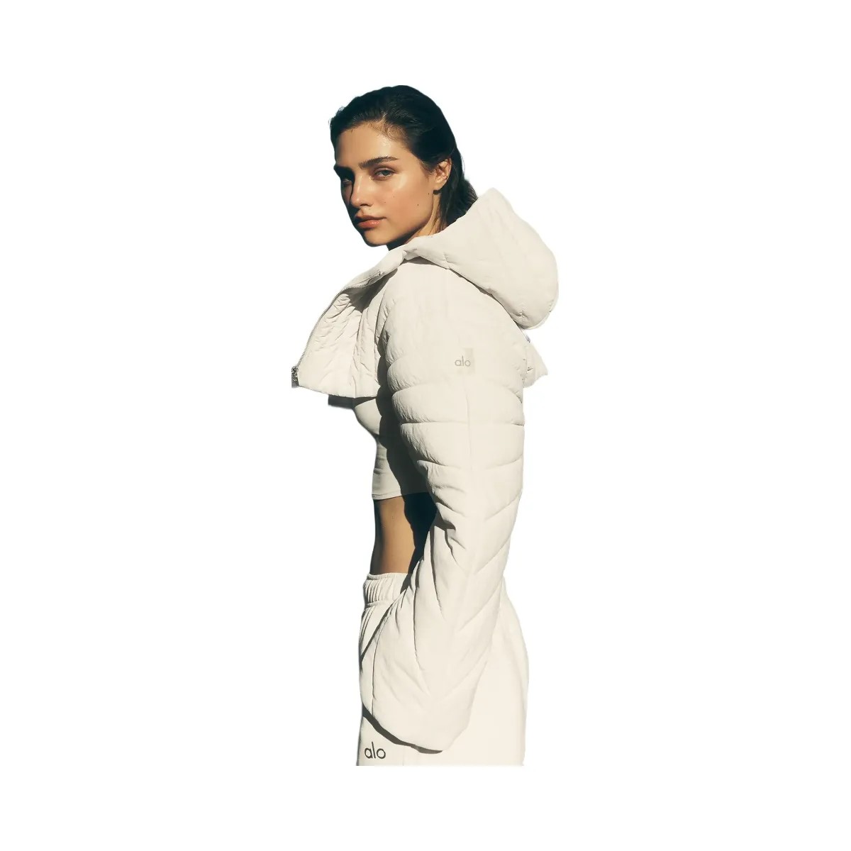 Alo Women's Quilted Starlight Puffer Shrug - Bone - HypeFly India View 5