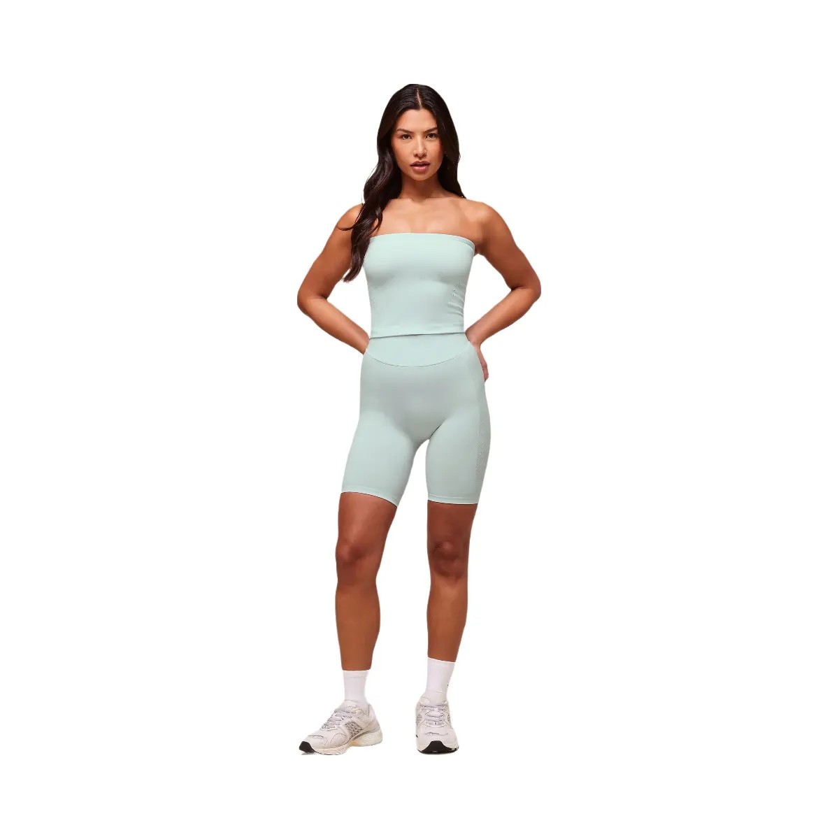 Gymshark everywear Warp Knit Cycling Shorts - Frost Blue - HypeFly India View 2
