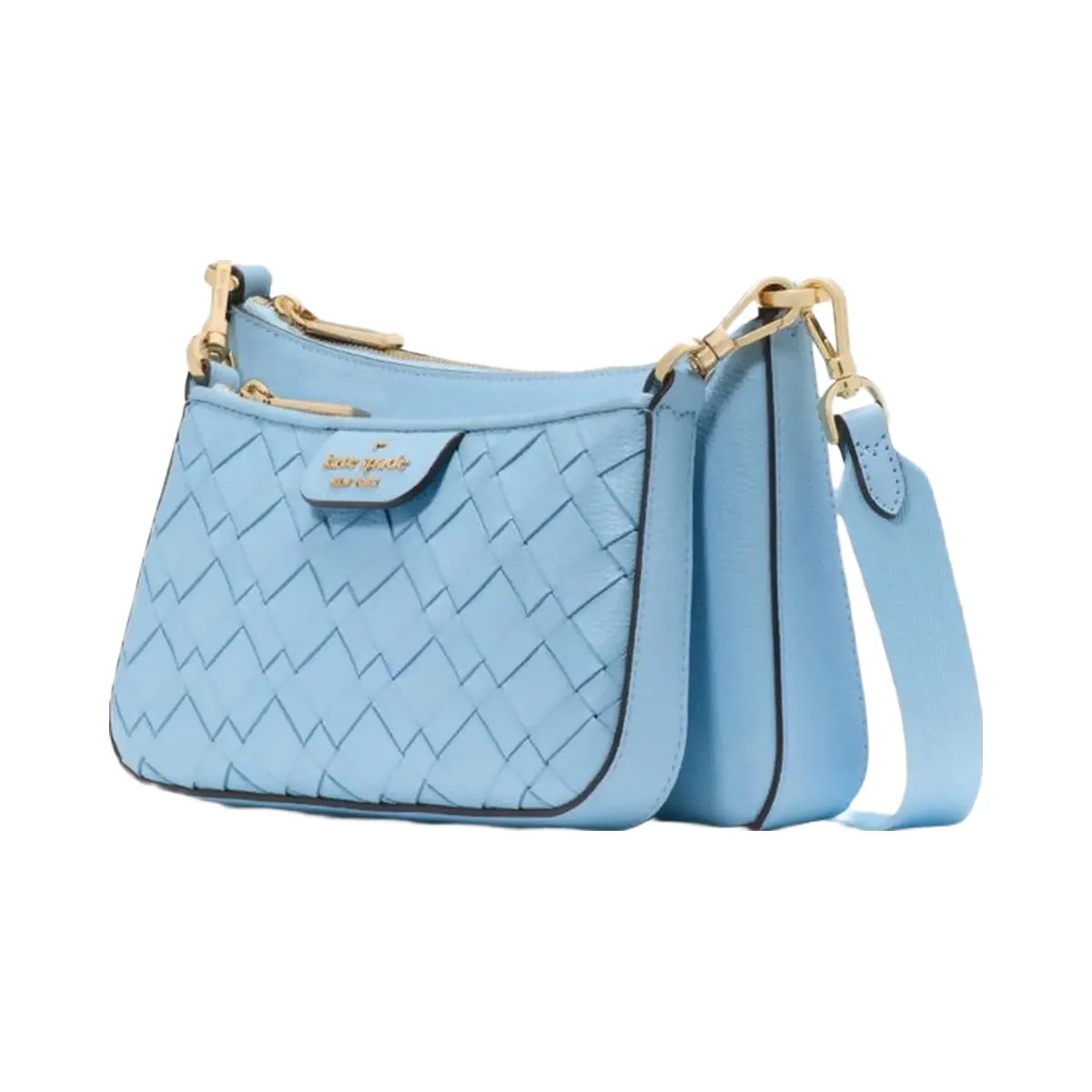 Kate Spade Duet Woven Leather Crossbody Montauk Blue - HypeFly India View 3