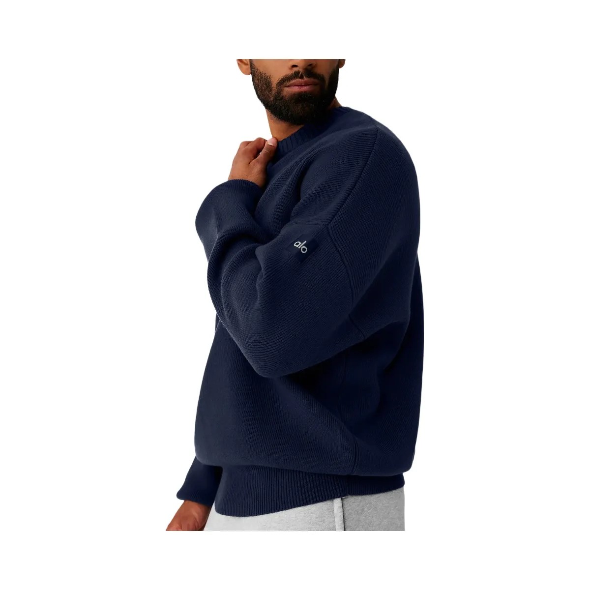 Alo Men's Scholar Crew Neck Sweater - Navy - HypeFly India View 4