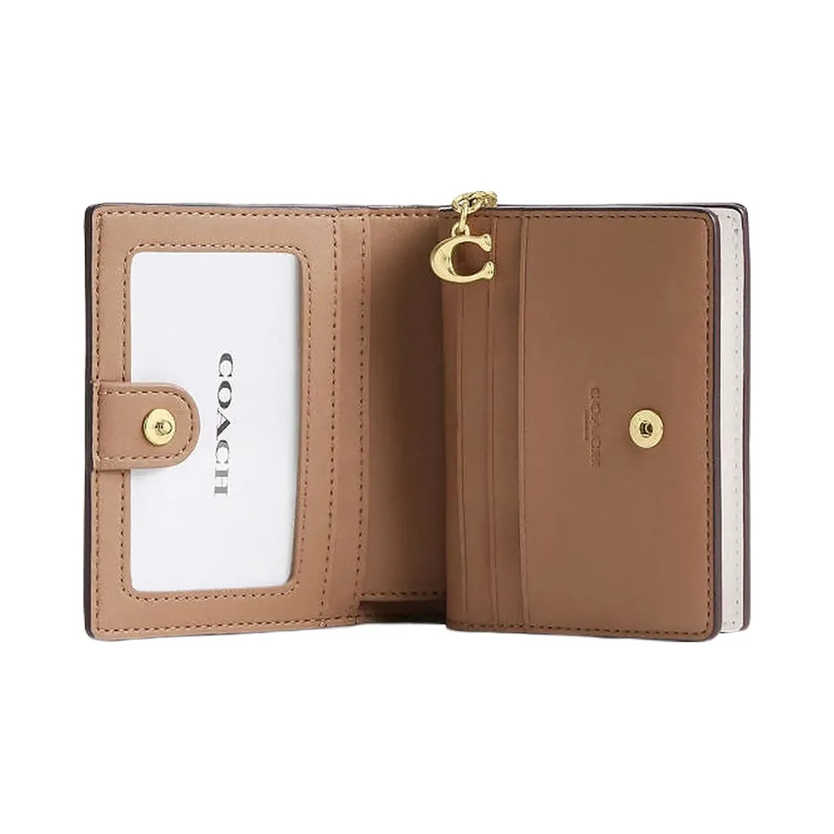 Coach Snap Wallet In Signature Canvas Signature Canvas-Gold-Sand-Chalk - HypeFly India View 1