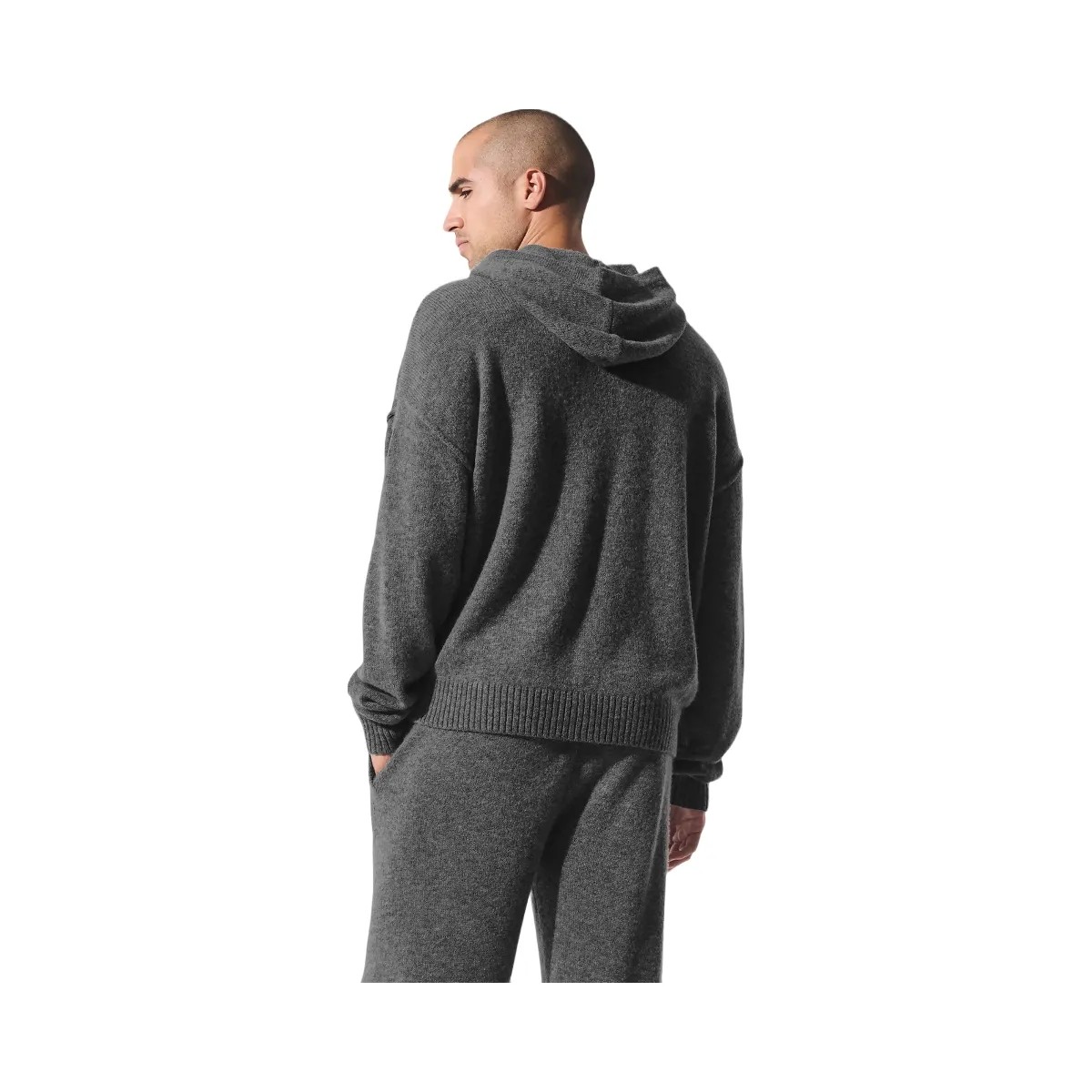 Alo Men's Wool Cashmere New Class Hoodie - Platinum Grey - HypeFly India View 4