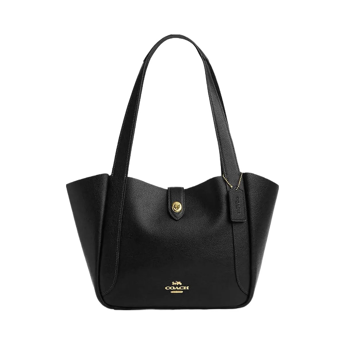 Coach Hadley Turnlock Tote Bag Pebbled Leather-Gold-Black - HypeFly India View 1