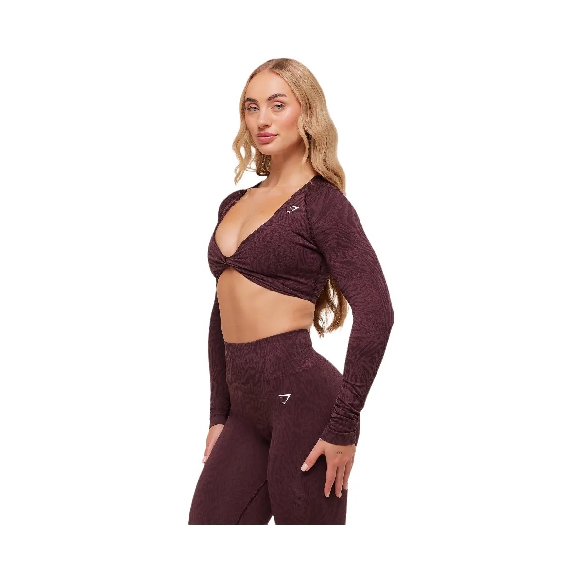 Gymshark Adapt Animal Long Sleeve Crop Top - Cherry Purple/Reset Pink - HypeFly India View 4