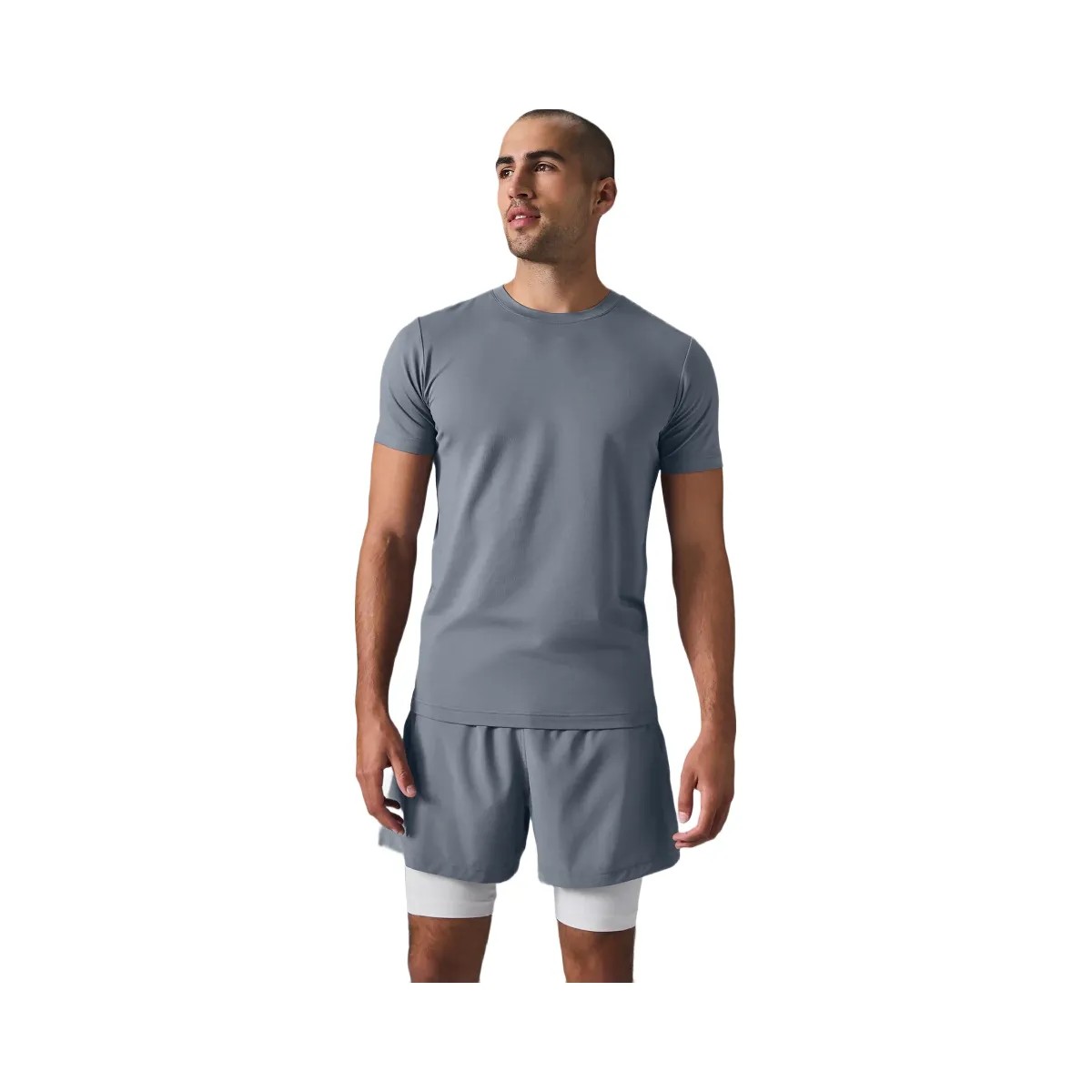 Alo Men's Conquer Reform Crewneck Short Sleeve - Steel Grey - HypeFly India View 1