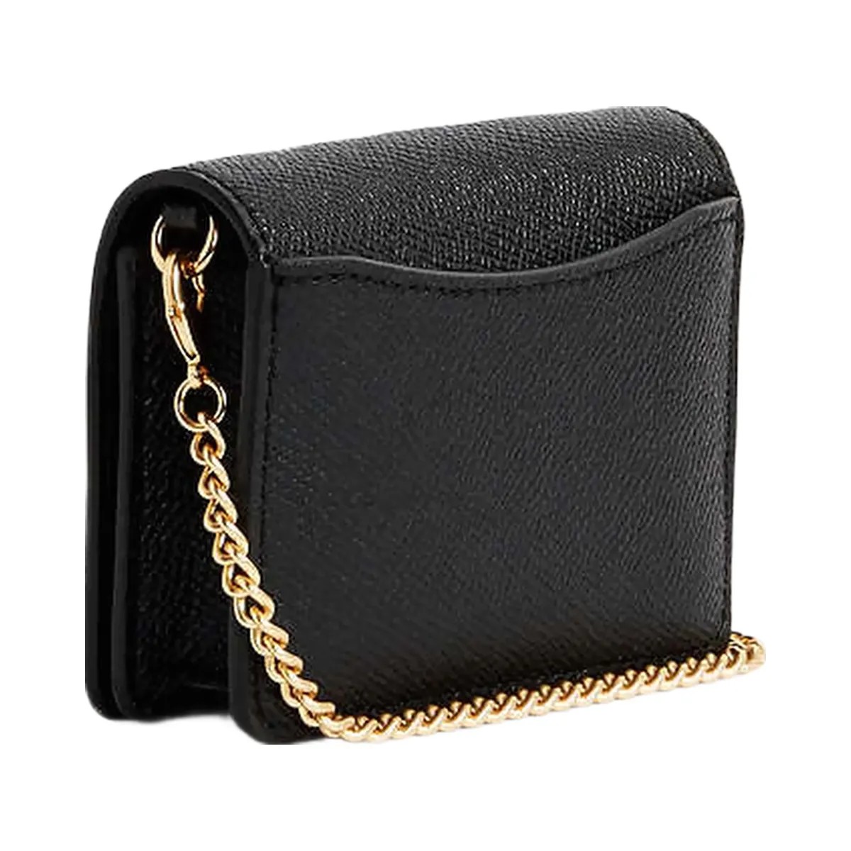 Coach Mini Wallet On A Chain Crossgrain Leather-Gold-Black - HypeFly India View 2