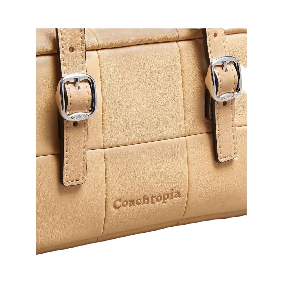 Coach Alter/Ego Mini Satchel Bag In Checkerboard Upcrafted Leather With Crossbody Strap Tan - HypeFly India View 2