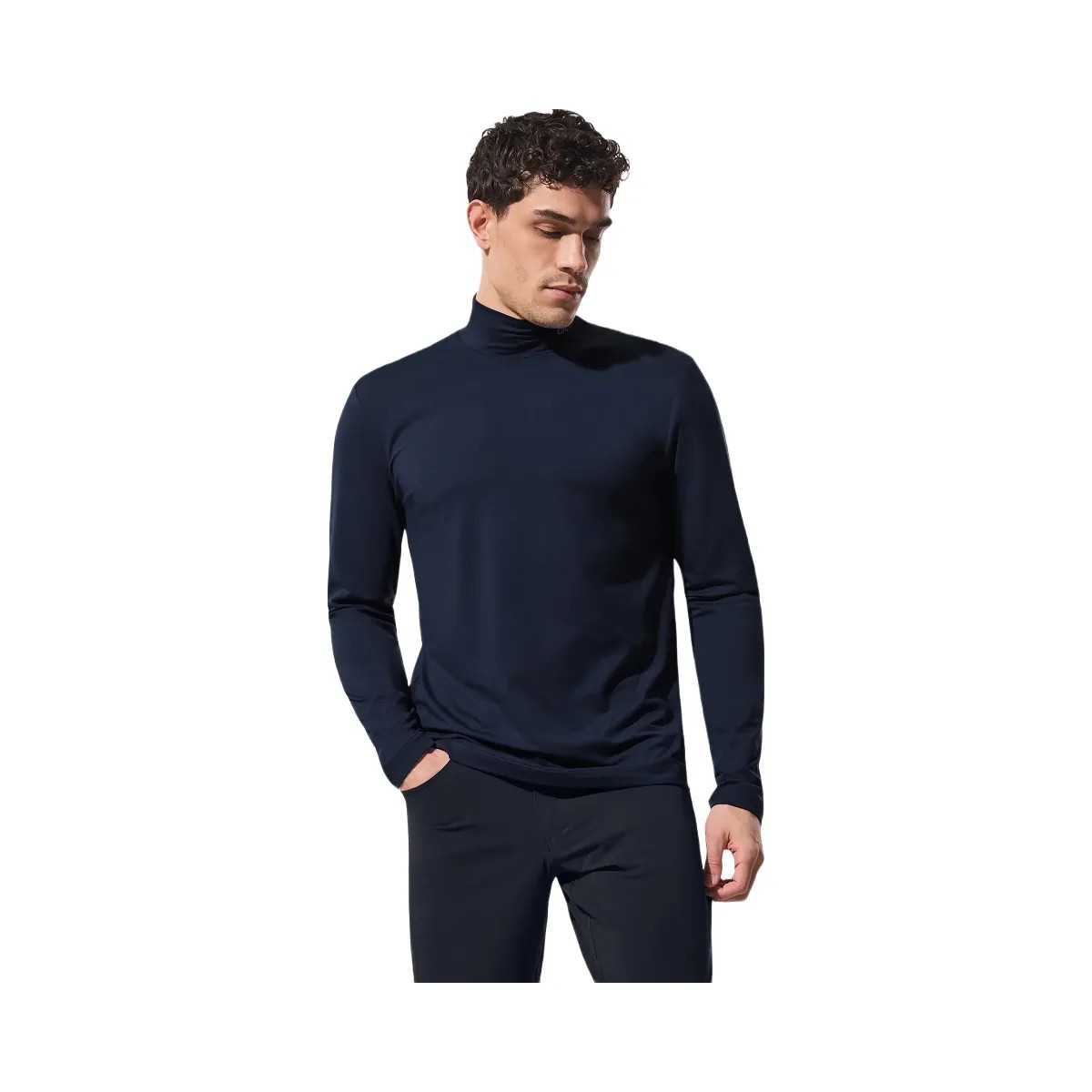 Alo Men's Conquer Reform Mock Neck Long Sleeve - Navy - HypeFly India View 1