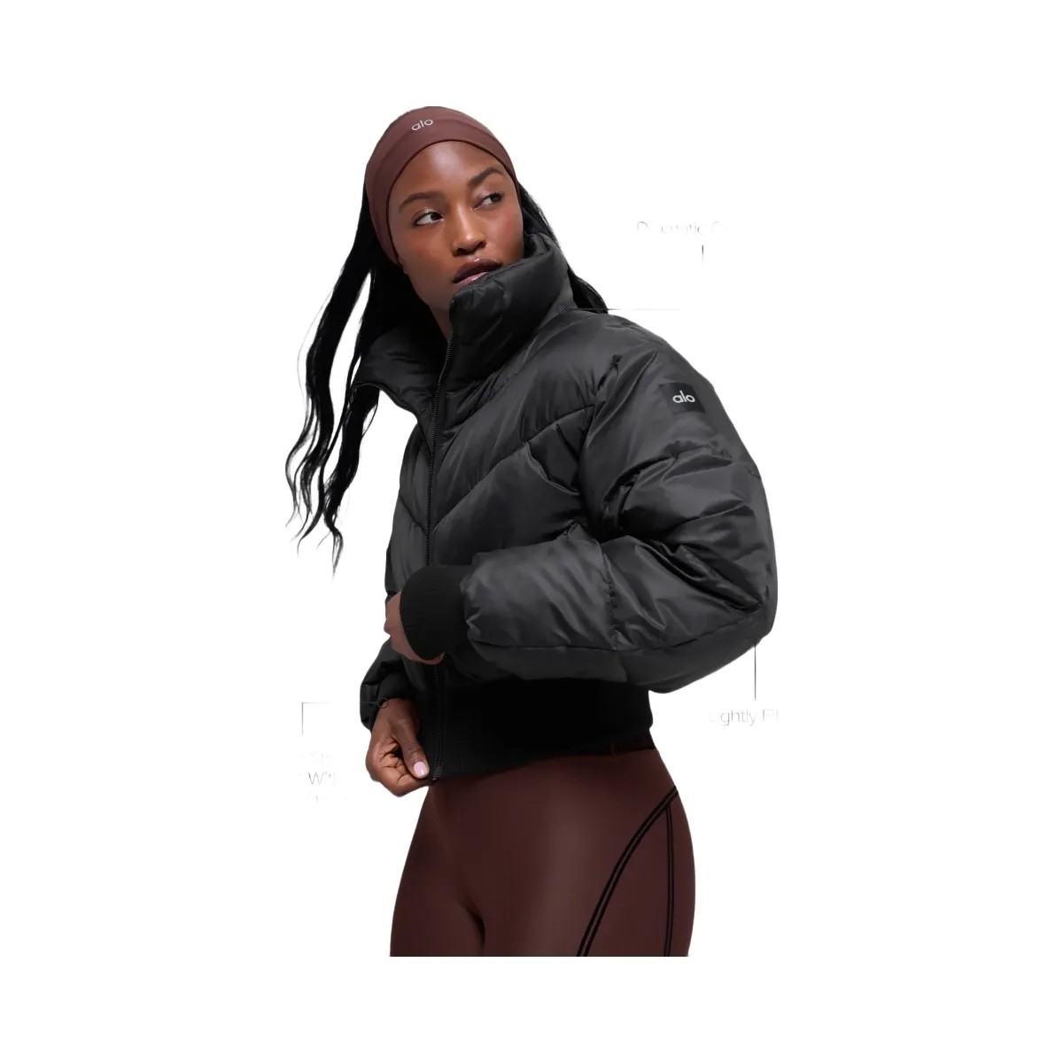 Alo Women's Cropped Atmosphere Puffer - Black - HypeFly India View 3