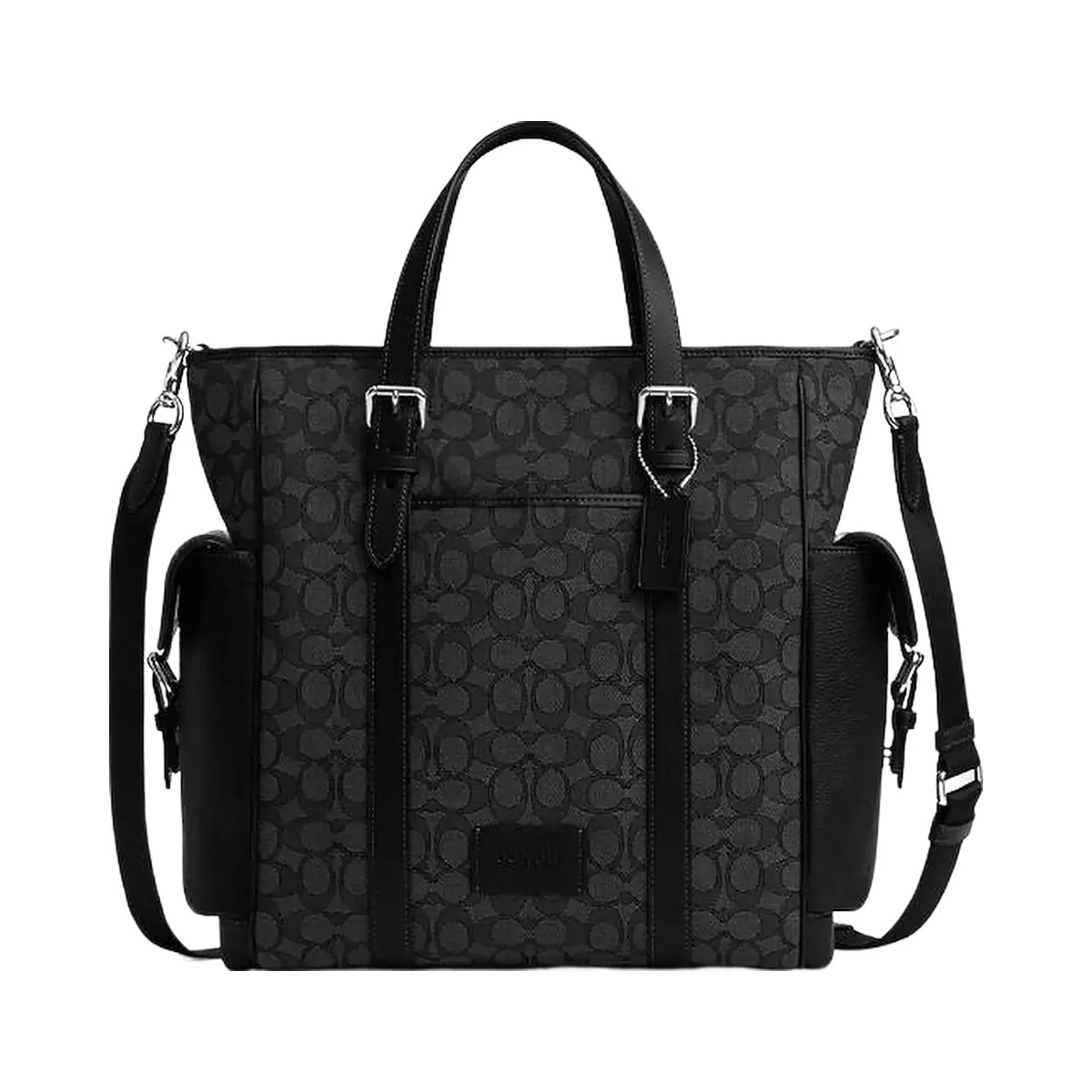 Coach Sprint Tote In Signature Jacquard Signature Jacquard-Silver-Charcoal-Black - HypeFly India View 1