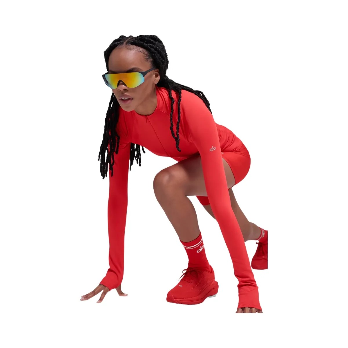 Alo Women's Airlift Winter Warm 1/4 Zip Long Sleeve - Bright Red - HypeFly India View 5