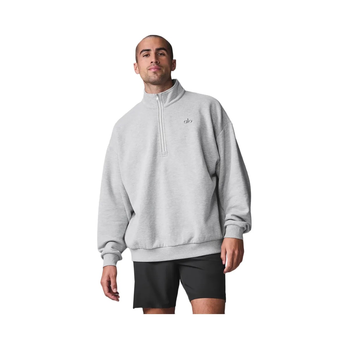 Alo Accolade 1/4 Zip Pullover - Athletic Heather Grey - HypeFly India View 5