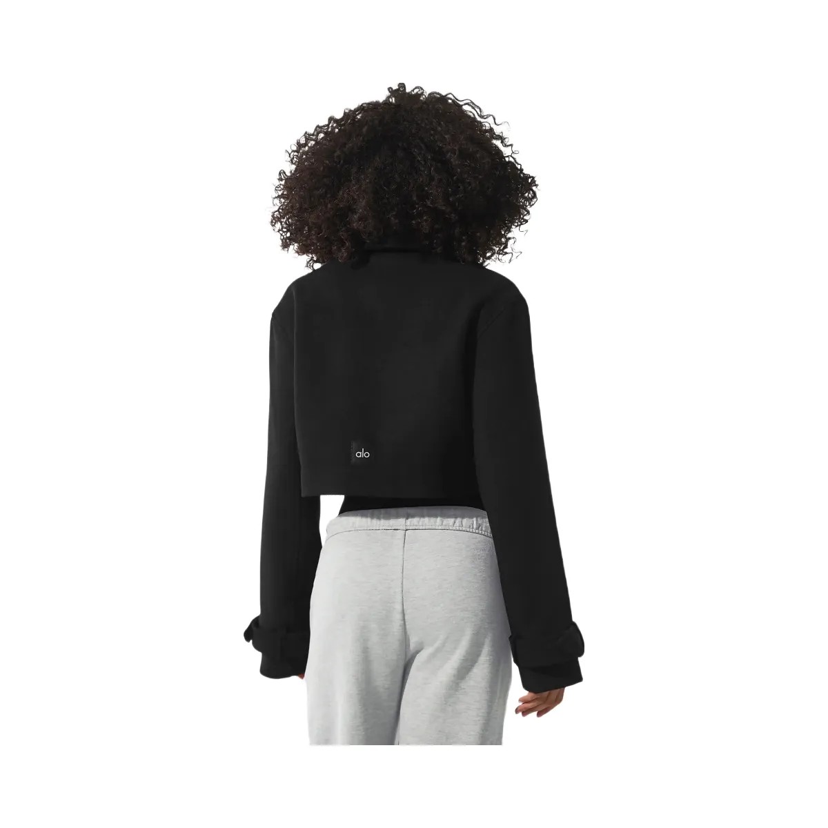 Alo Women's Wool Cropped Metro Trench - Black - HypeFly India View 3