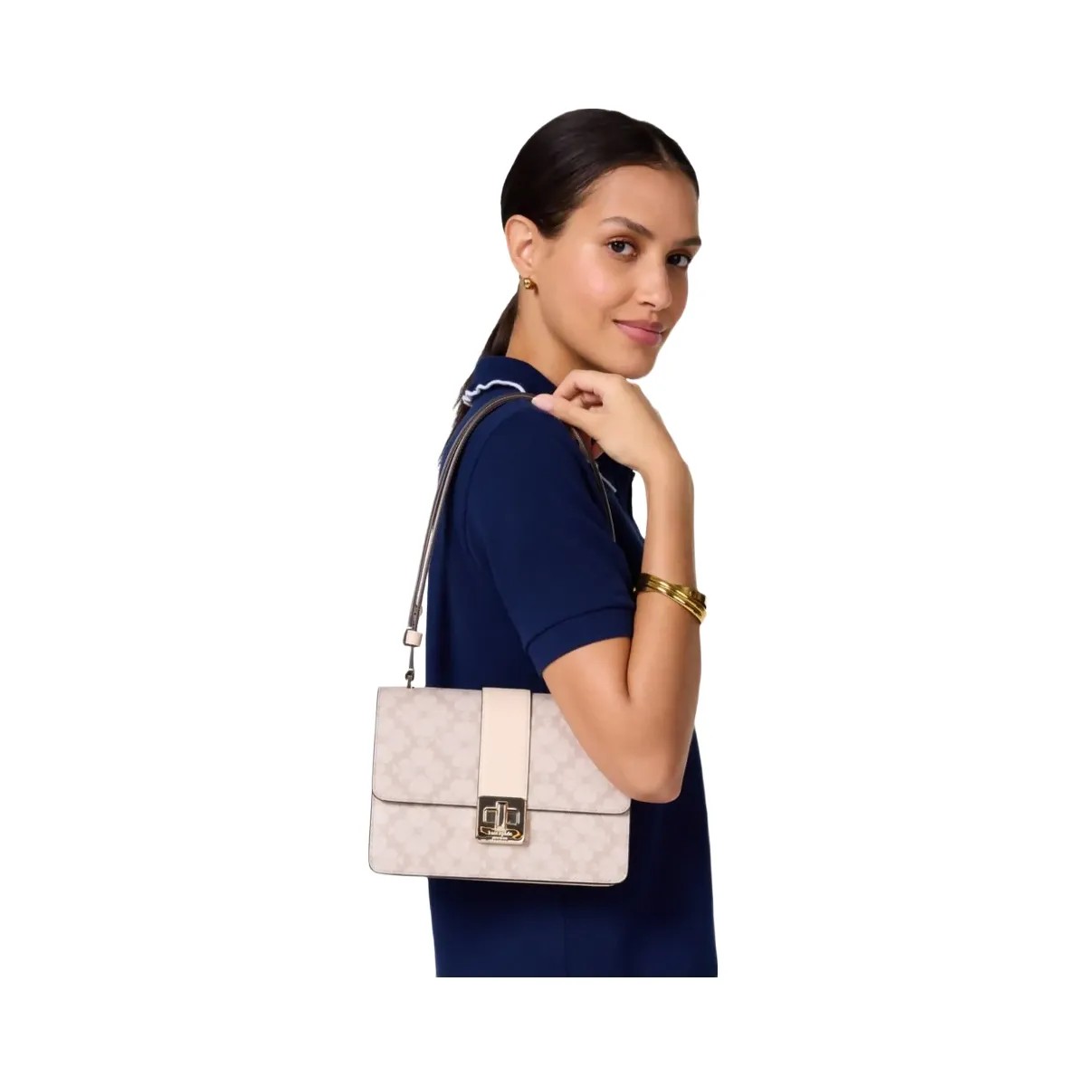 Kate Spade Flower Small Flap Shoulder Bag Dark Beige Multi - HypeFly India View 3