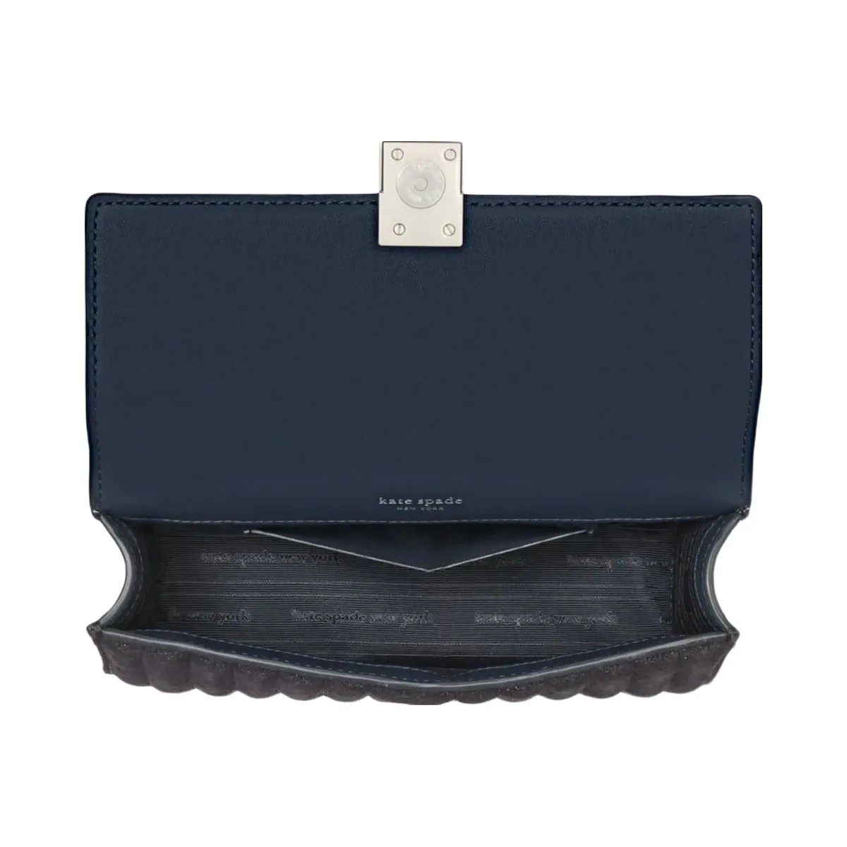 Kate Spade Deco Quilted Glitter Suede Mini Flap Chain Crossbody Navy Multi - HypeFly India View 5