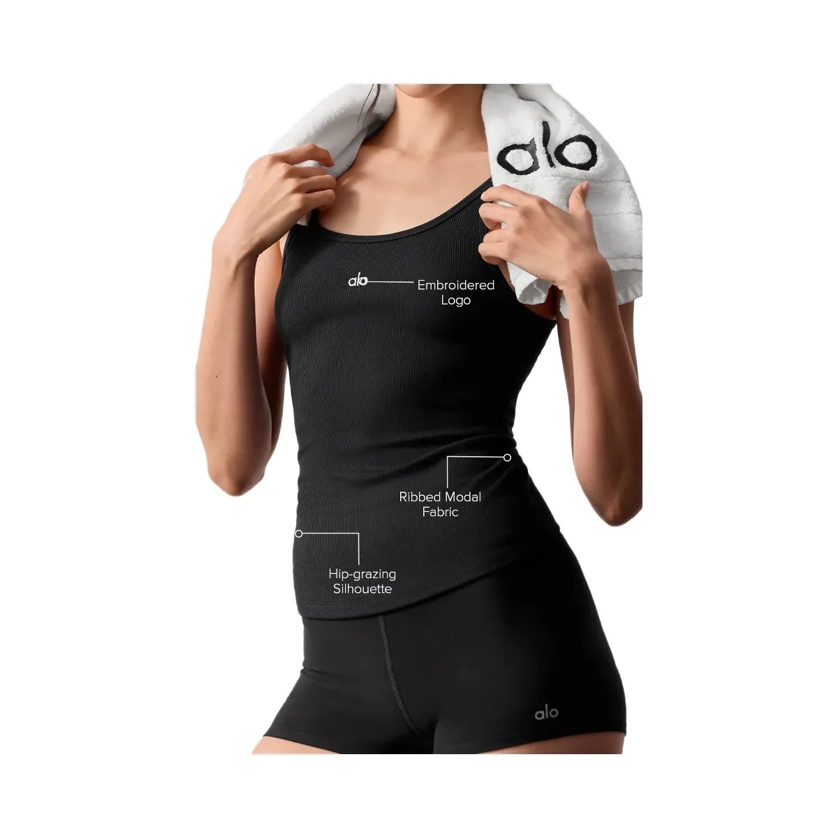 Alo Women's Ribbed Prosper Tank - Black - HypeFly India View 1