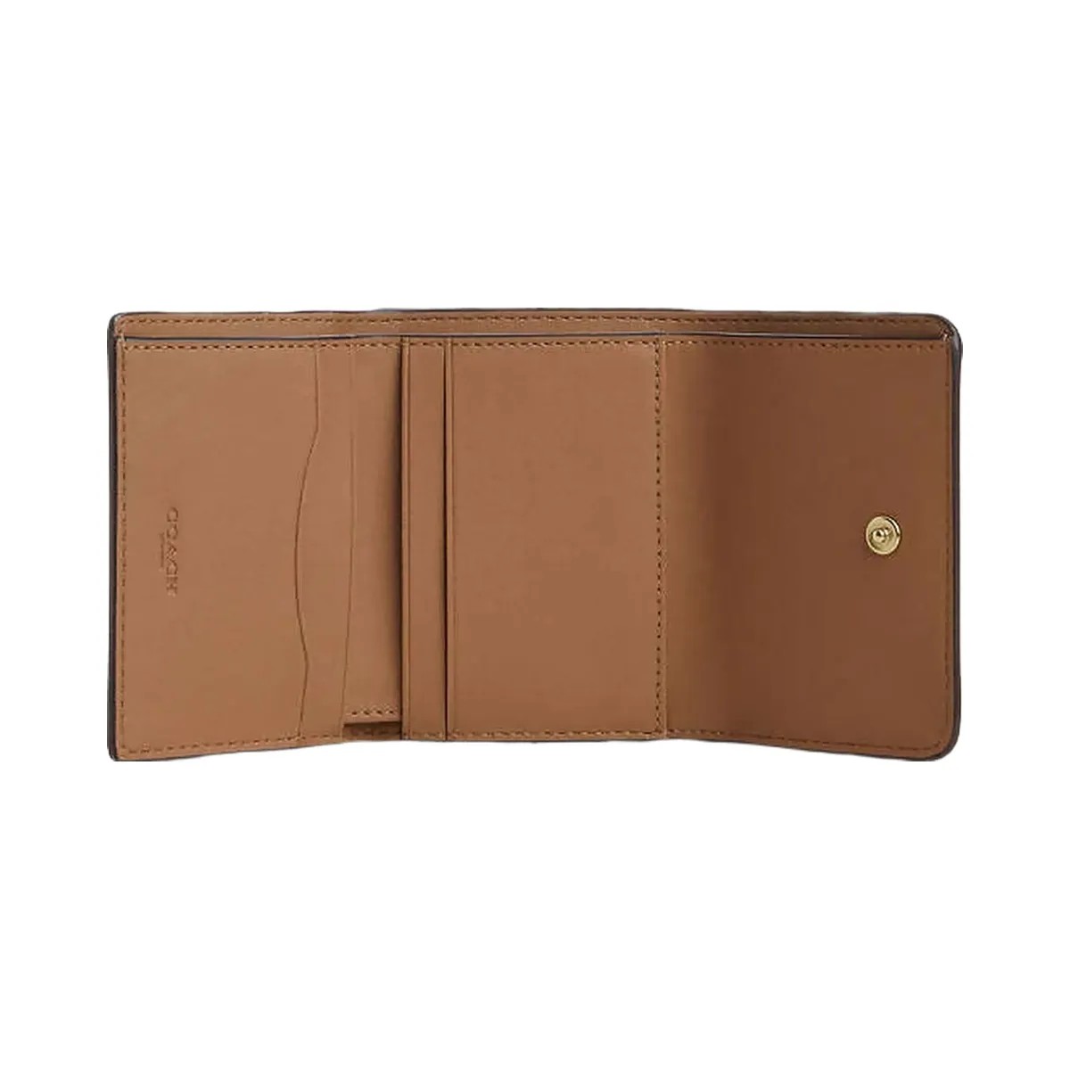 Coach Card Holder Wallet In Signature Canvas With Floral Print Gold-Sand Multi - HypeFly India View 3
