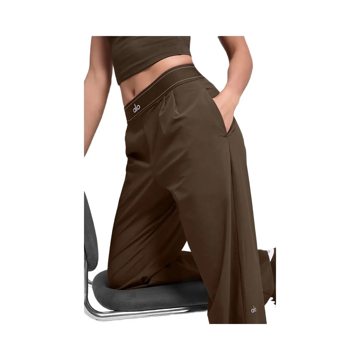 Alo Women's Suit Up Trouser (Regular) - Espresso - HypeFly India View 2