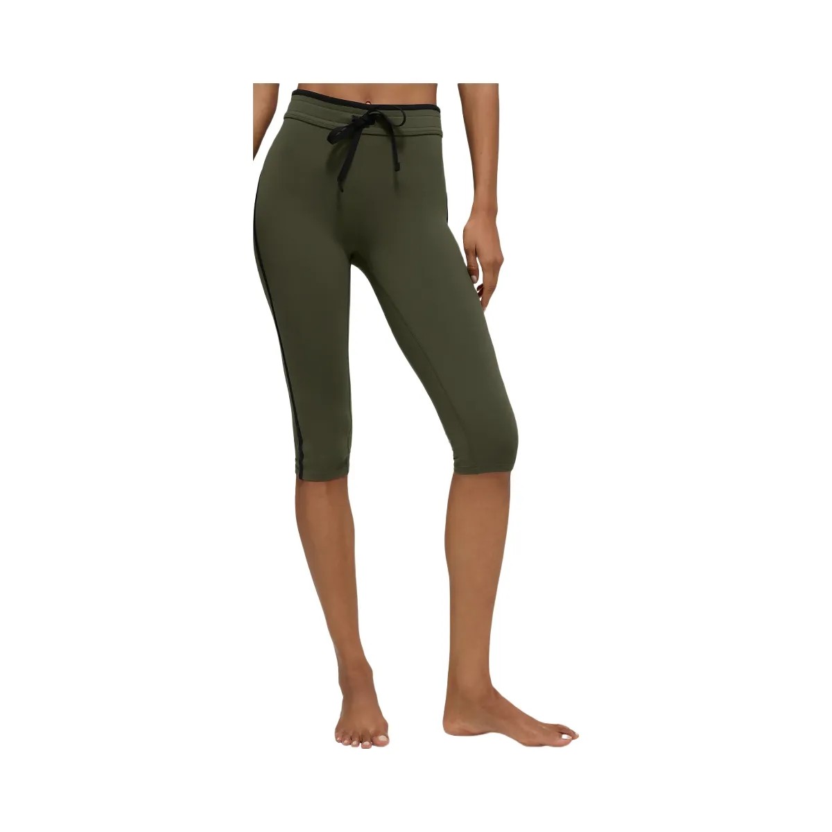 Alo Women's Airbrush High-Waist Race Pace Capri - Green Olive/Black - HypeFly India View 1