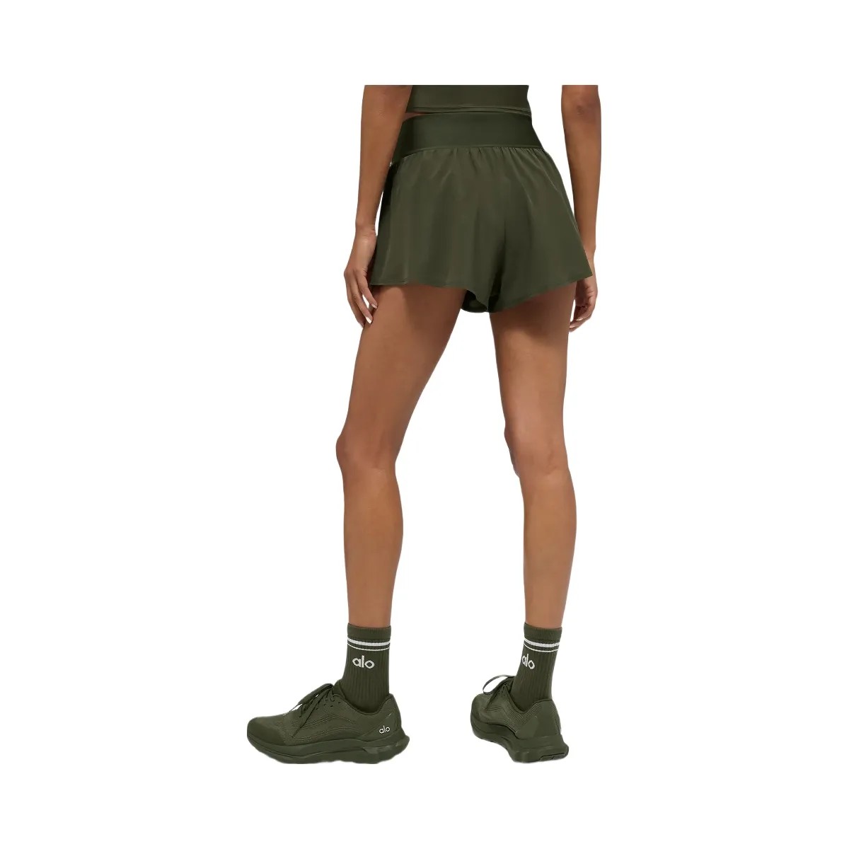 Alo Women's Victory Running Short - Green Olive - HypeFly India View 2