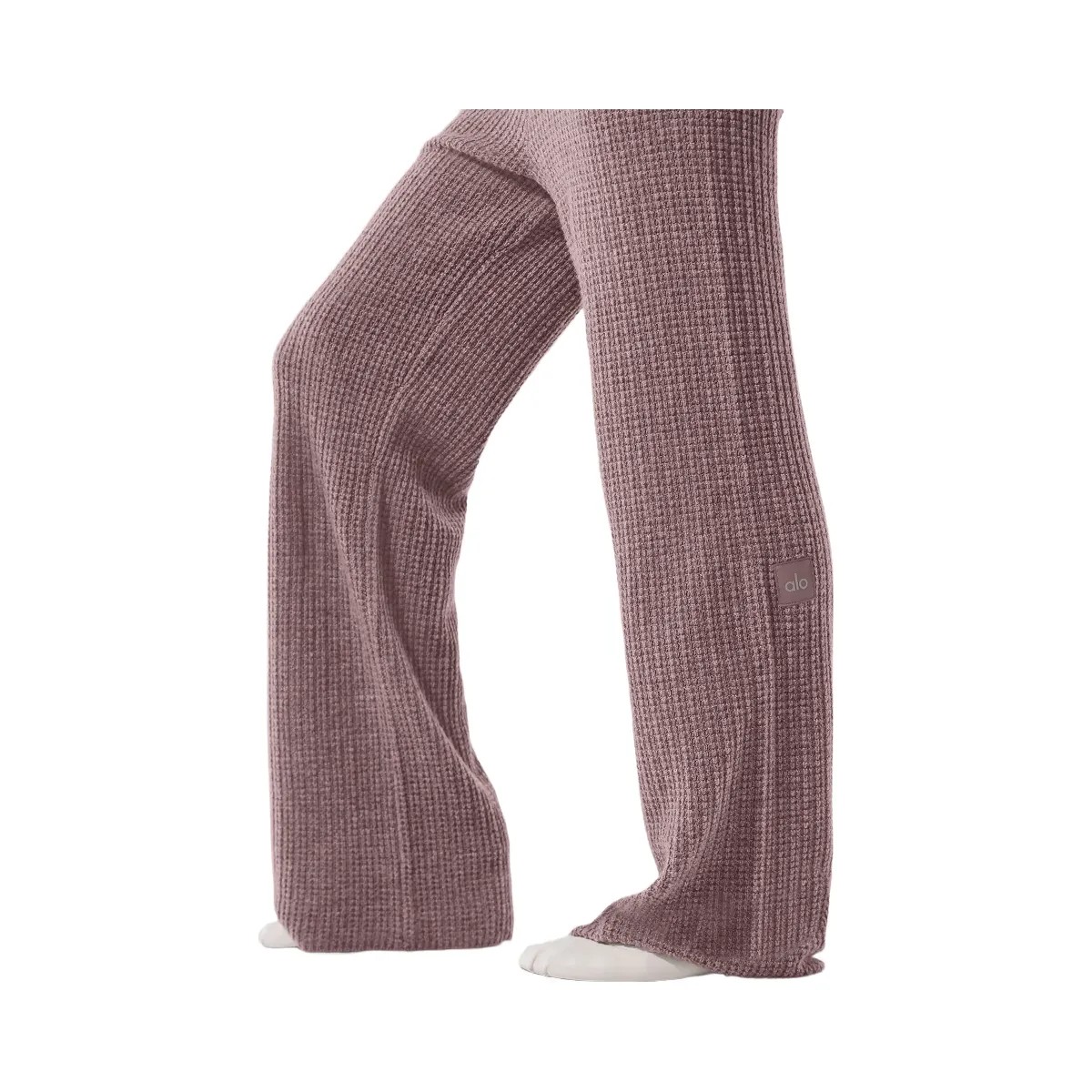 Alo Women's Cashmere High-Waist Plush Waffle Pant - Mushroom Heather - HypeFly India View 2