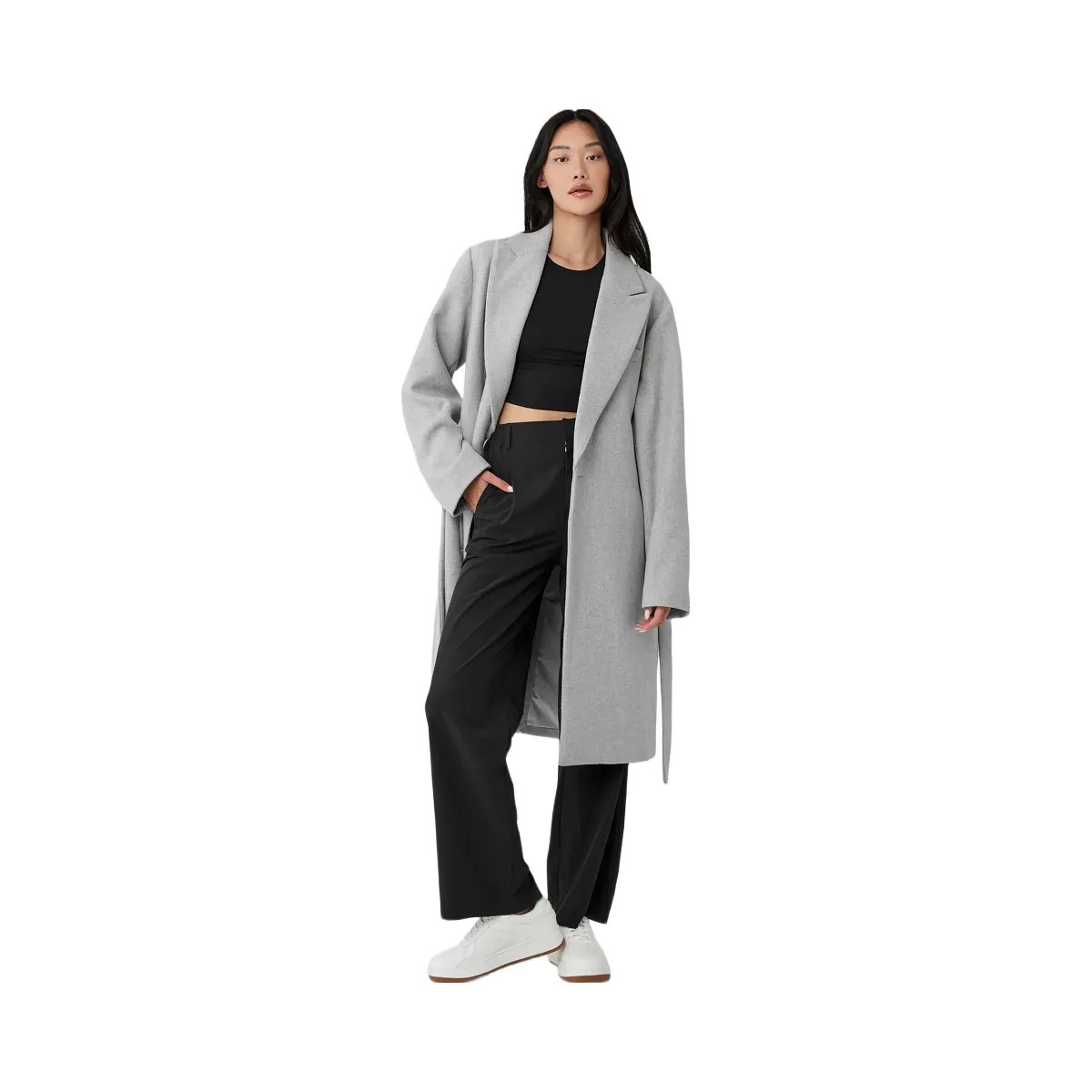 Alo Women's Wool Gameday Overcoat - Athletic Heather Grey - HypeFly India View 1