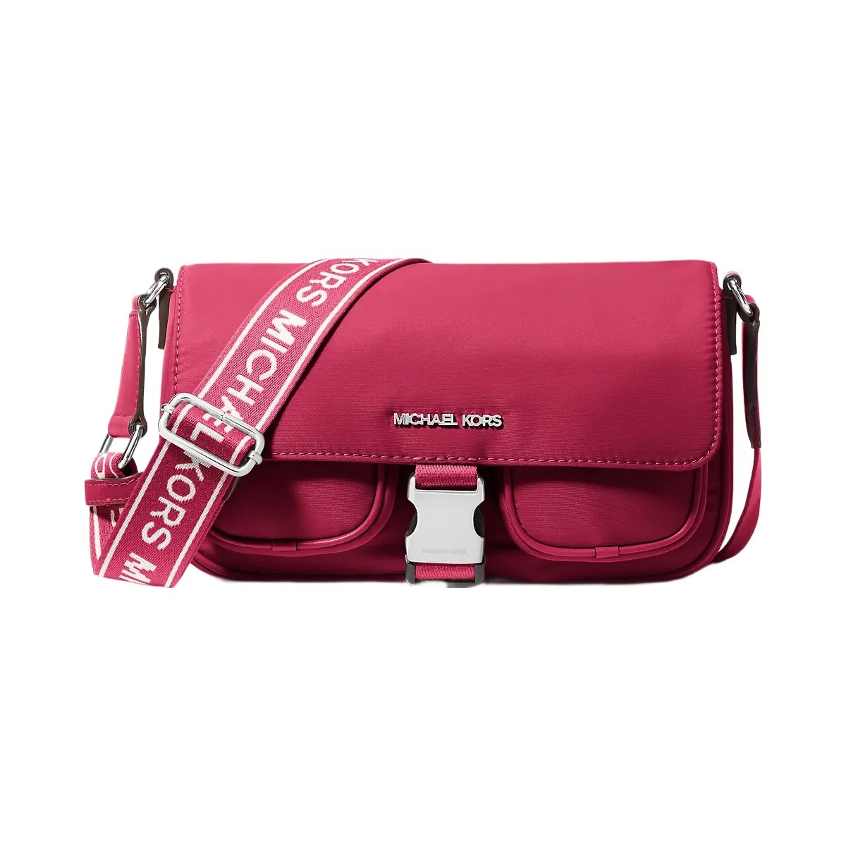 Michael Kors Khai Medium Nylon Messenger Bag Dk Raspberry - HypeFly India View 1