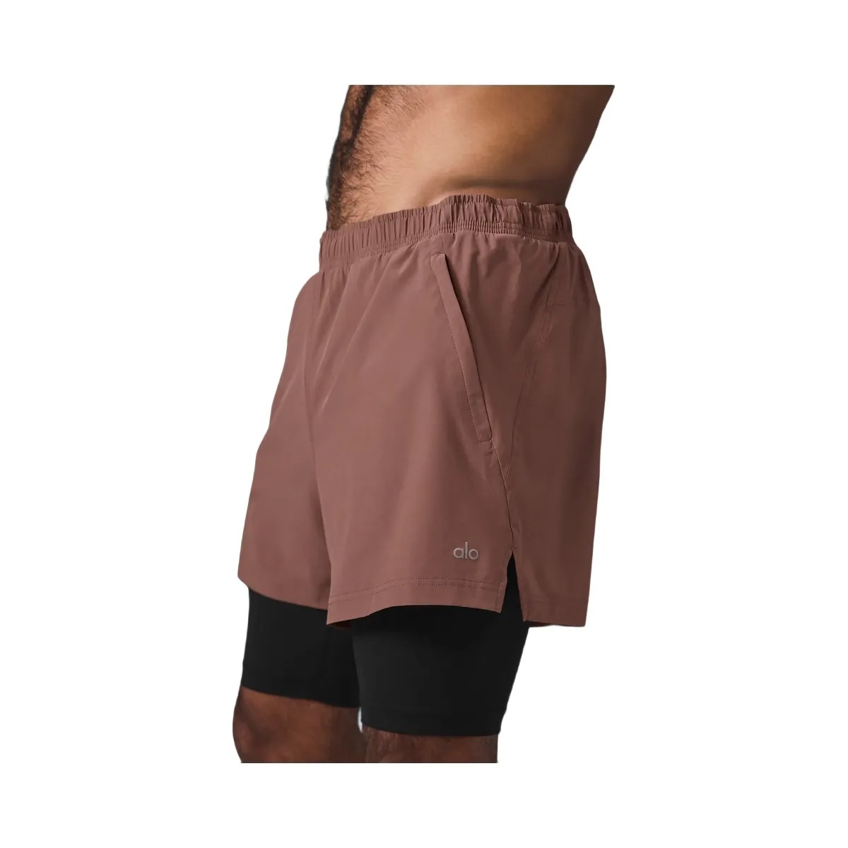 Alo Men's 5" Revival 2-In-1 Short - Chestnut/Black - HypeFly India View 2