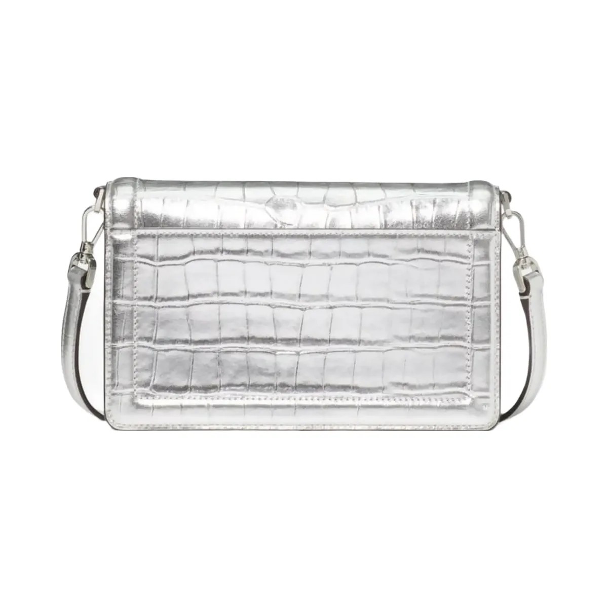 Kate Spade Knott Croc Embossed Mini Flap Crossbody Silver - HypeFly India View 3