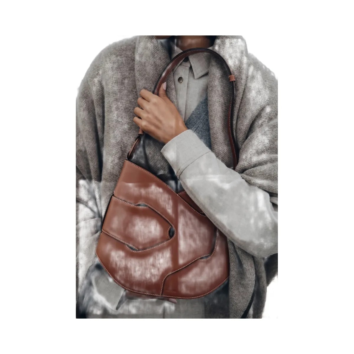 Polene Nodde Hobo Smooth Cognac - HypeFly India View 4