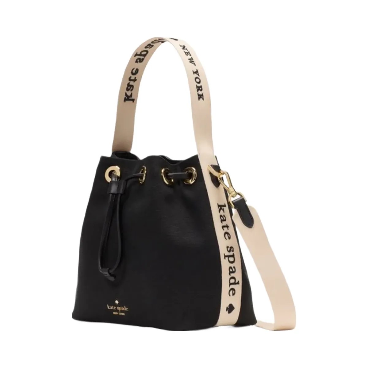 Kate Spade Kip Canvas Bucket Bag Black - HypeFly India View 3