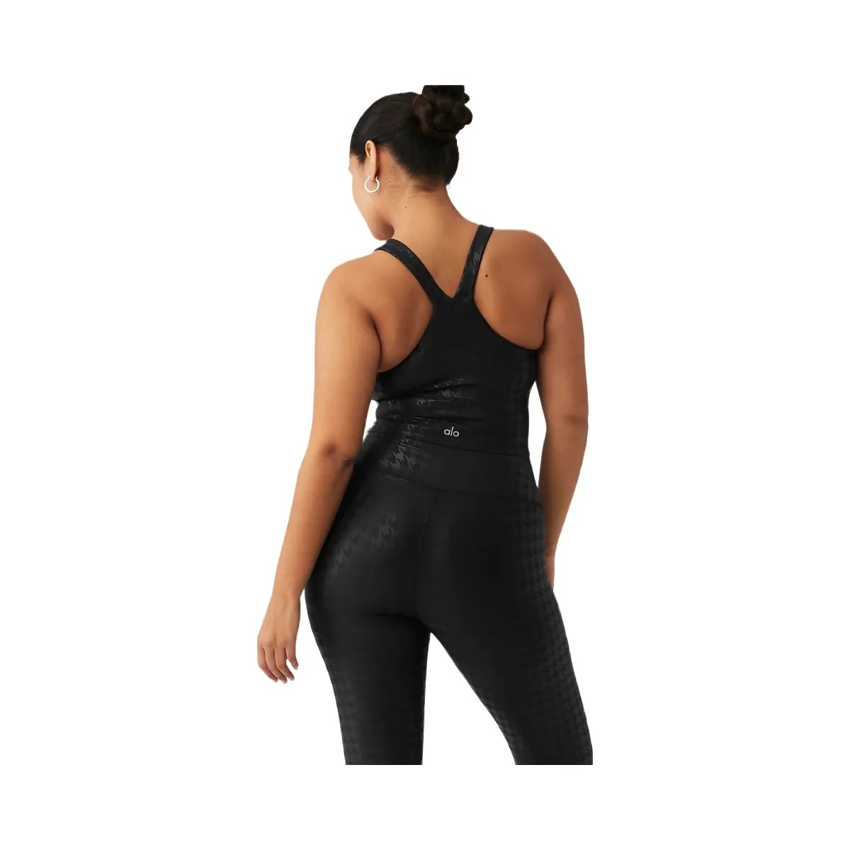 Alo Women's Airlift Glimmer Houndstooth Real Bra Tank - Black - HypeFly India View 2