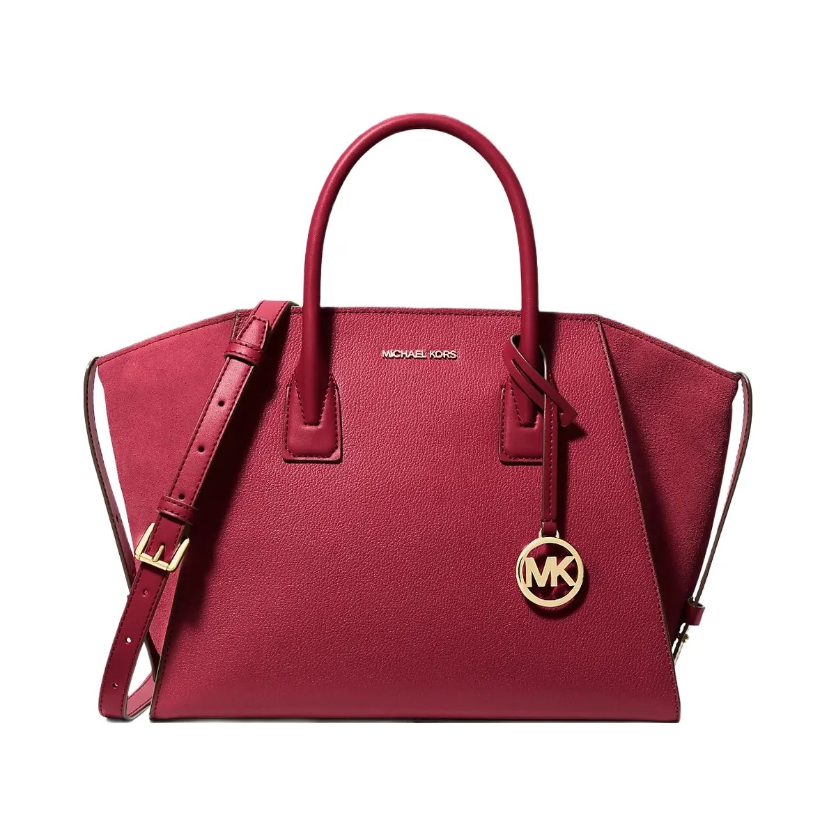 Michael Kors Avril Large Leather and Suede Satchel Cherry - HypeFly India View 1