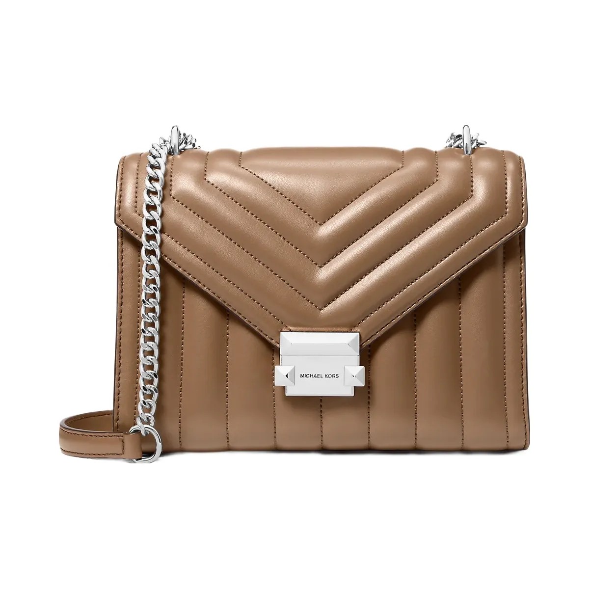 Michael Kors Whitney Medium Quilted Shoulder Bag Driftwood - HypeFly India View 1