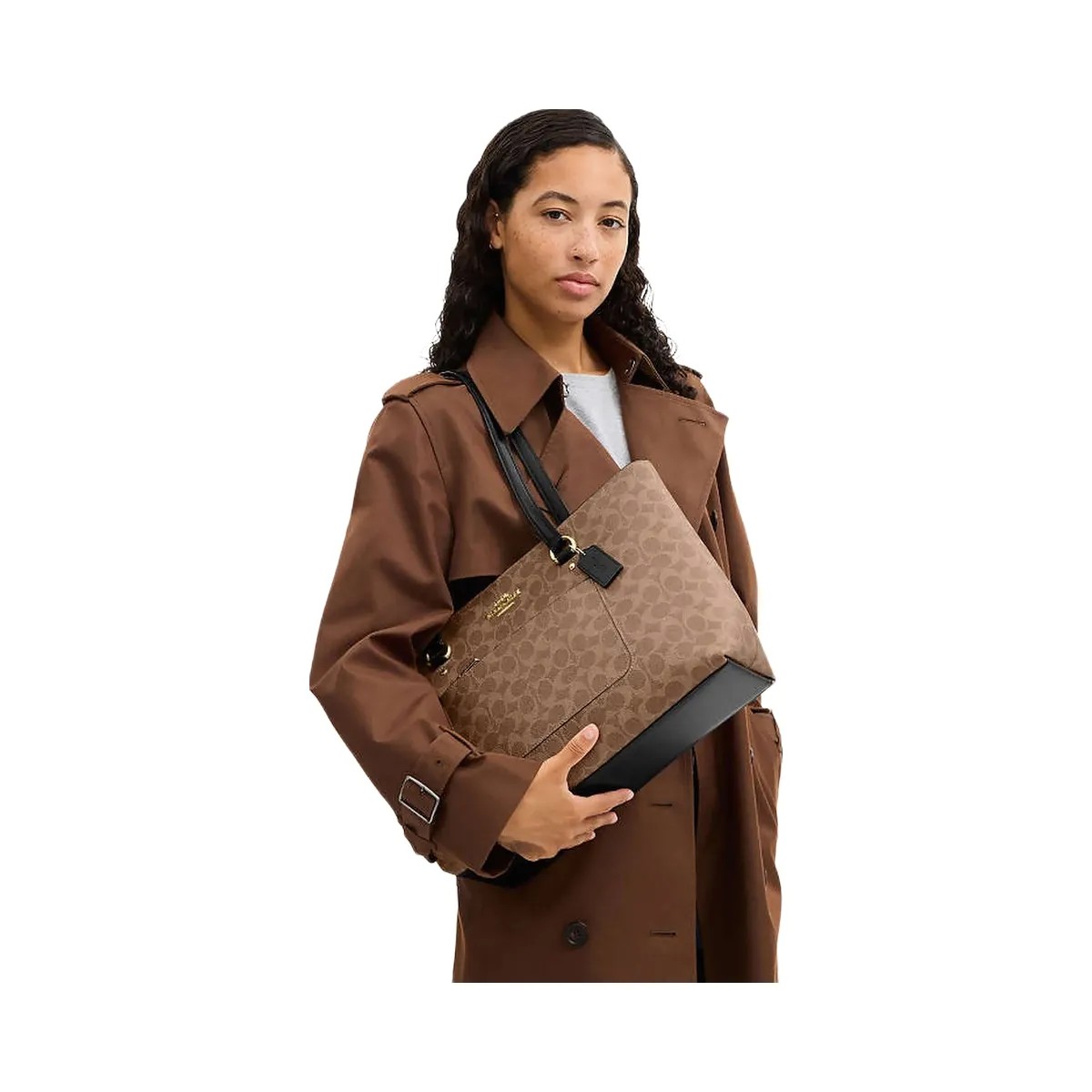 Coach Station Tote Bag In Signature Canvas Signature Canvas-Gold-Tan-Black - HypeFly India View 3