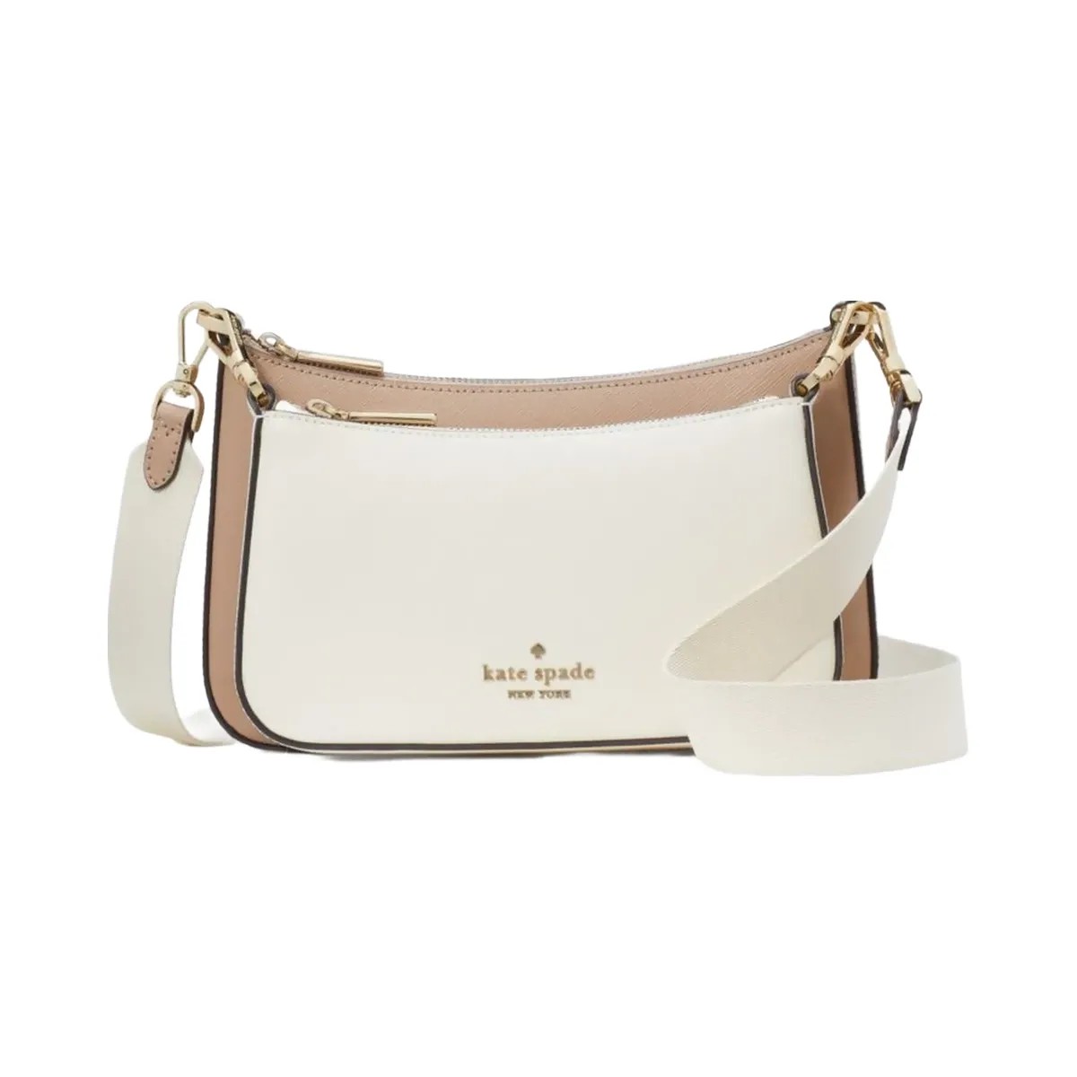 Kate Spade Duet Colorblock Saffiano Leather Small Crossbody Toasted Hazelnut Multi - HypeFly India View 1