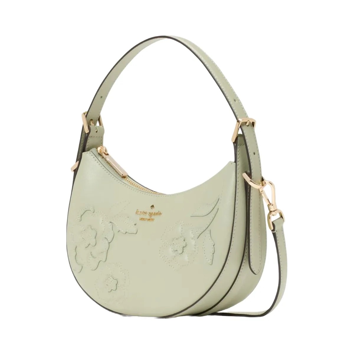 Kate Spade Nova Floral Applique Crescent Shoulder Bag Sage Bundle - HypeFly India View 2