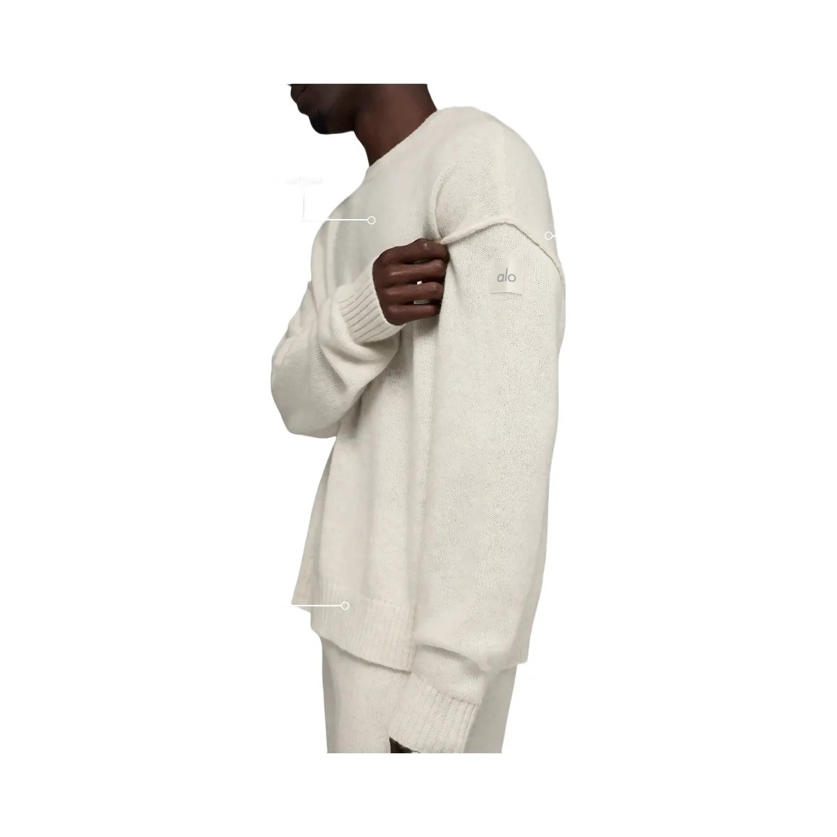 Alo Men's Unisex Wool Cashmere New Class Crewneck Sweater - Bone Heather - HypeFly India View 2